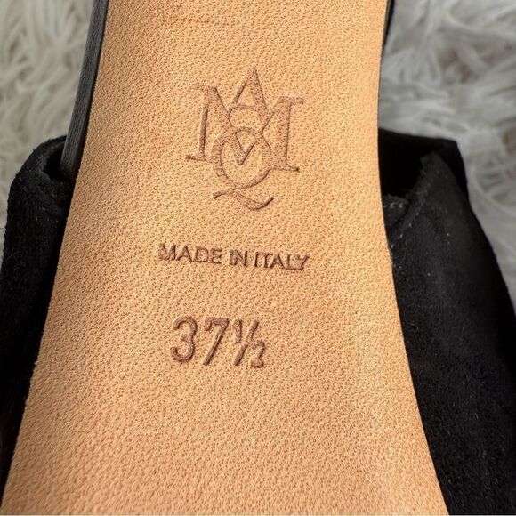 Alexander McQueen Black Suede Strappy Platform Sandals with Horn Heel Size 37.5 - Picture 9 of 11